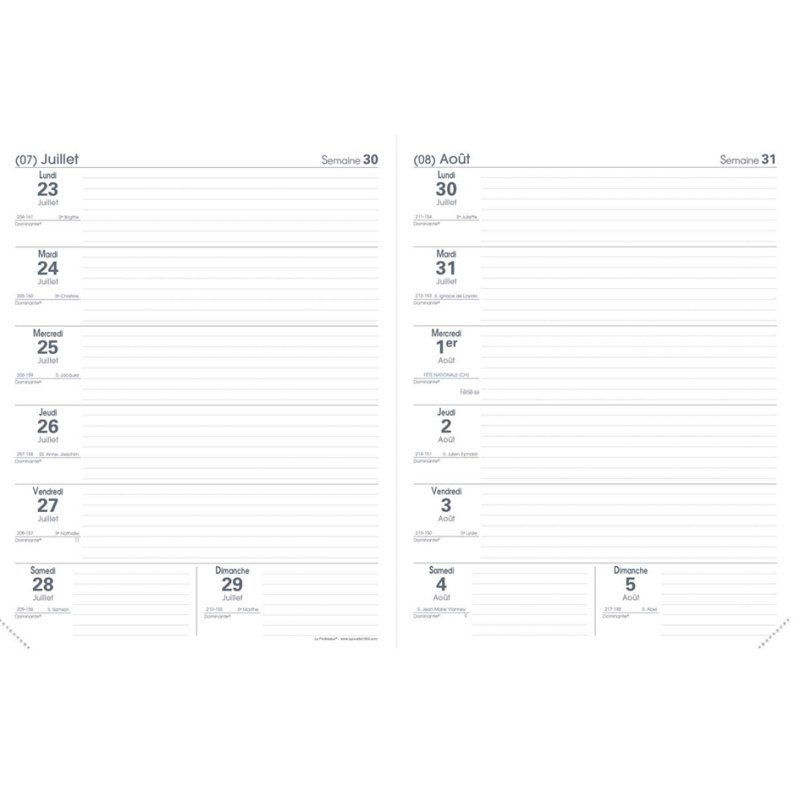 QUO VADIS agenda Prof, 1 semaine par page, 210 × 270 mm, papier blanc