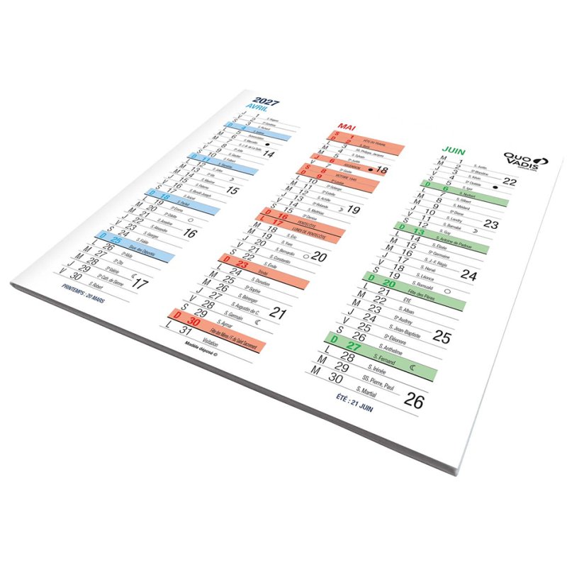 QUO VADIS calendar ORIGAMI, 360×180 mm, 2026/2027, fold-out