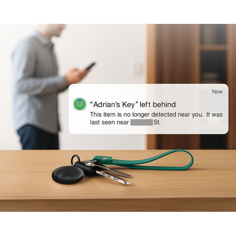 LogiLink N-Tag-Smart tracker, Apple Find My et Google Find Hub, noir, 42 mm