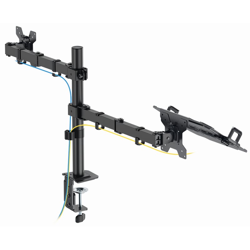 LogiLink monitor arm with laptop holder, black steel, 17-32 inch, VESA 75×75/100×100