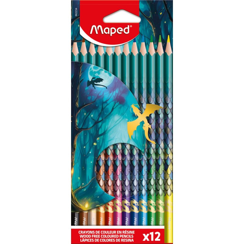Maped coloured pencils DRAGON, triangular, 12 pieces