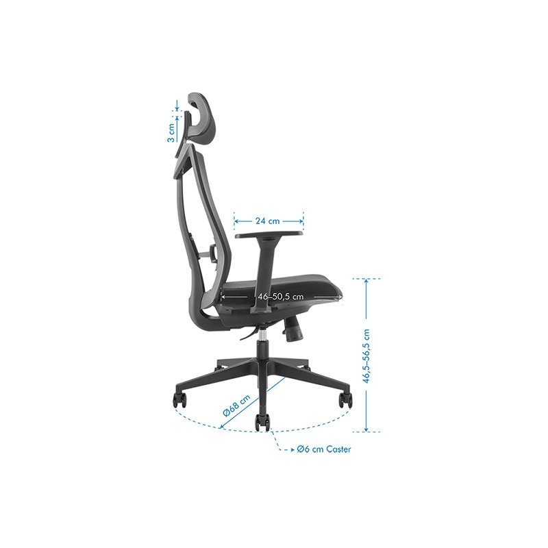 LogiLink Chaise de bureau, dossier mesh, noir, appui-tête réglable