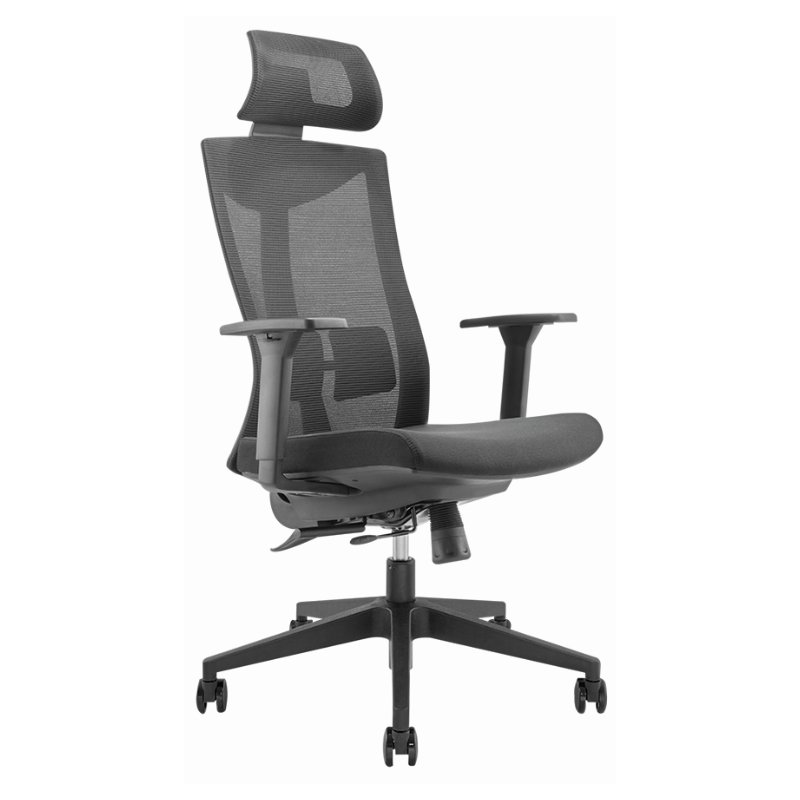 LogiLink Chaise de bureau, dossier mesh, noir, appui-tête réglable