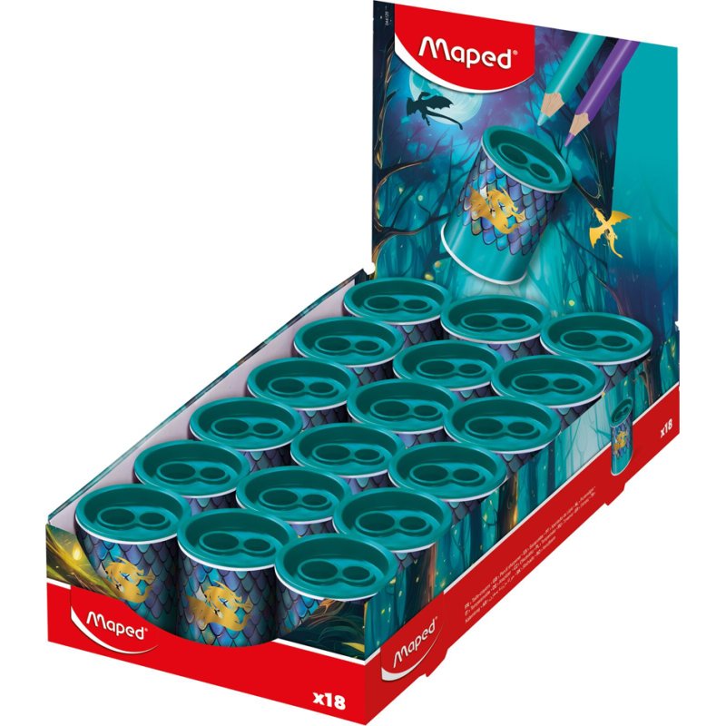 Maped taille-crayon DRAGON, métal avec bac de récupération, motif dragon