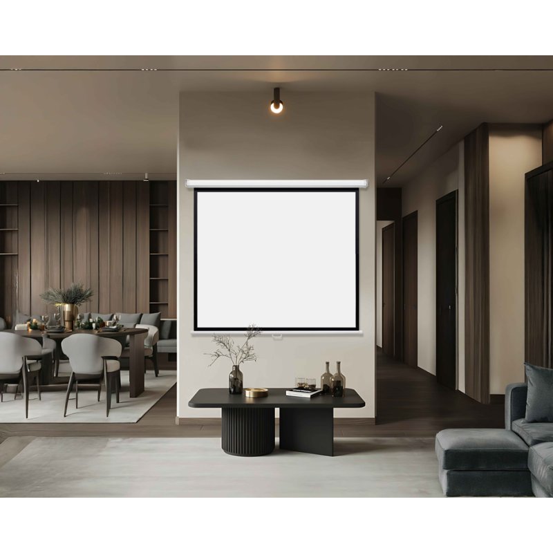 magnetoplan écran de projection manuel, 2500 x 2000 mm, boîtier acier blanc, 4K HD