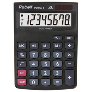 Rebell bureaurekenmachine PANTHER 8 BX, 8-cijferig, zwart