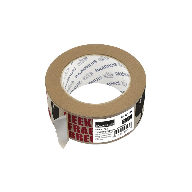 RAADHUIS signaalplakband ECO 'BREEKBAAR', papier 85 g/m², 50 mm × 50 m