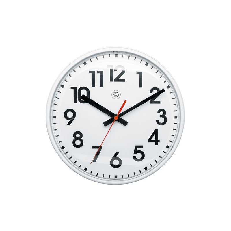 NEXTIME wandklok NXT, wit wijzerplat, zwart, 26 cm diameter