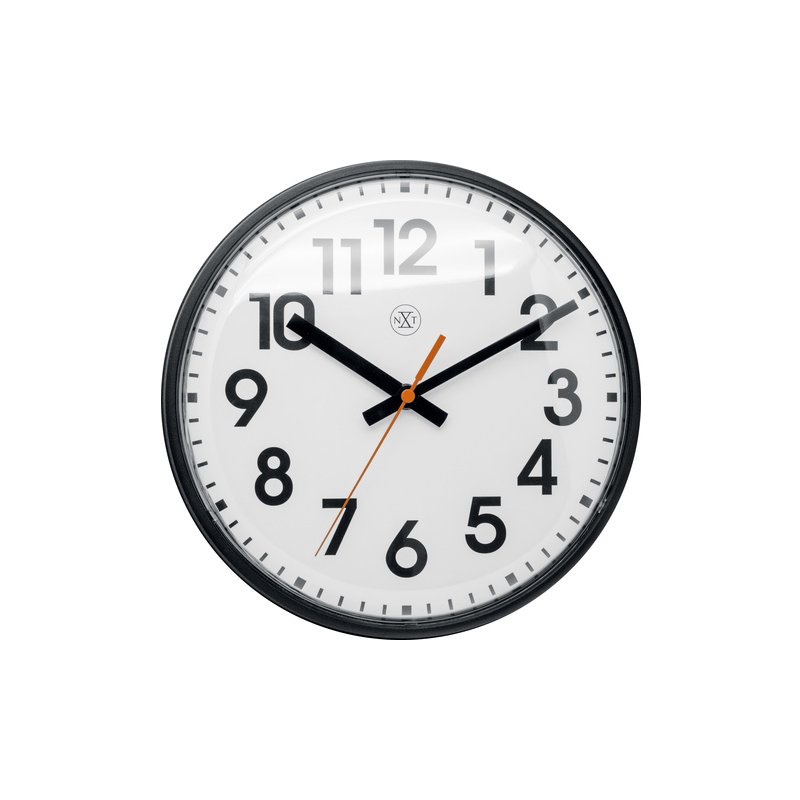 NEXTIME wandklok NXT, wit wijzerplat, zwart, 26 cm diameter