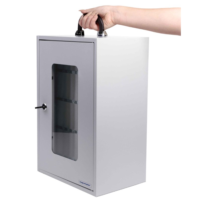 magnetoplan smartphone storage box, 36 compartments, lockable, grey lacquered steel