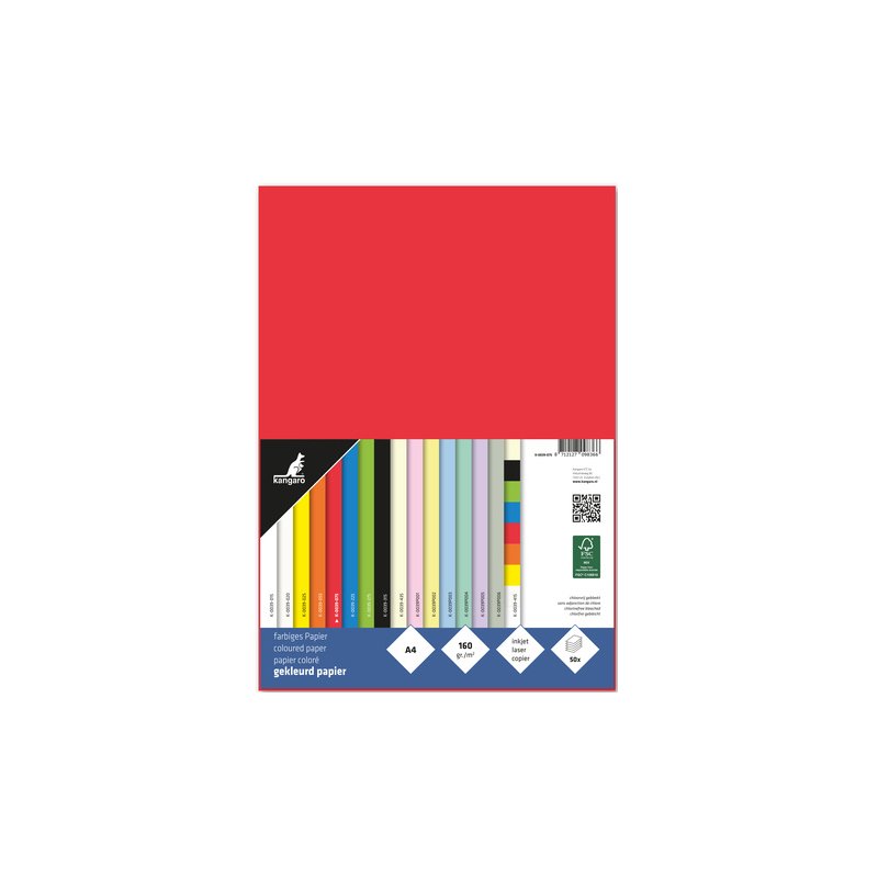 kangaro multifunctioneel papier Kanga, A4, rood, 160 g/m²
