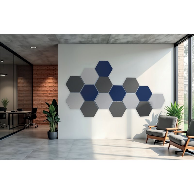magnetoplan panneaux muraux acoustiques ecoAware, hexagone, bleu, 6 pièces