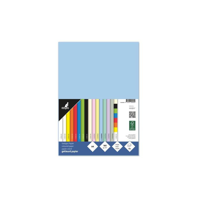 kangaro papier Kanga A4, pastellgeel, 160 g/m², 50 vel