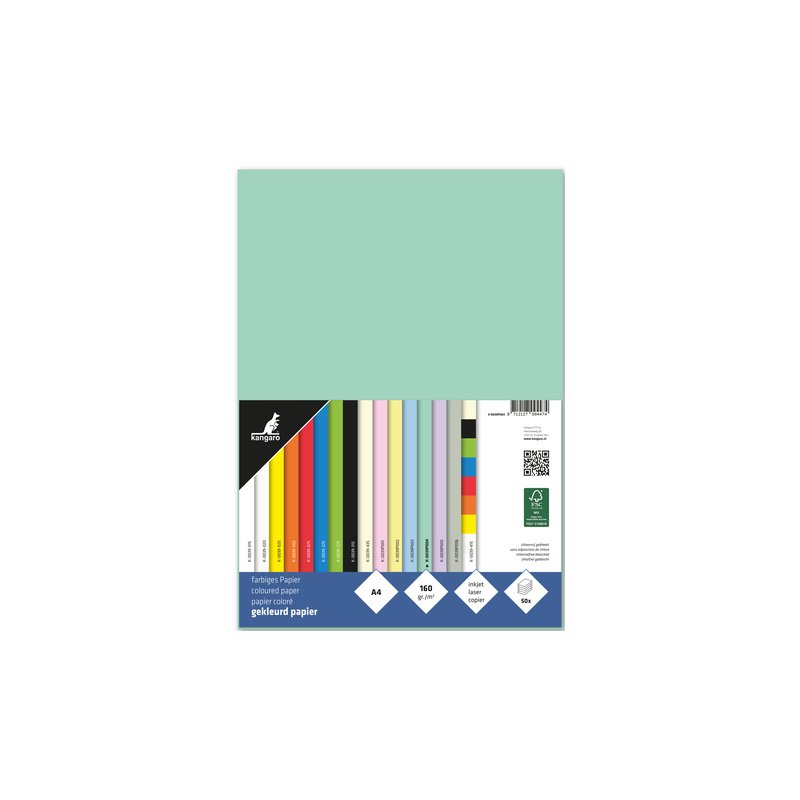 kangaro papier Kanga A4, pastellgeel, 160 g/m², 50 vel