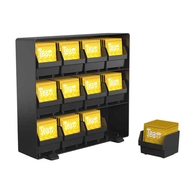 deflecto tea bag organiser, black, polystyrene, 12 compartments, stackable