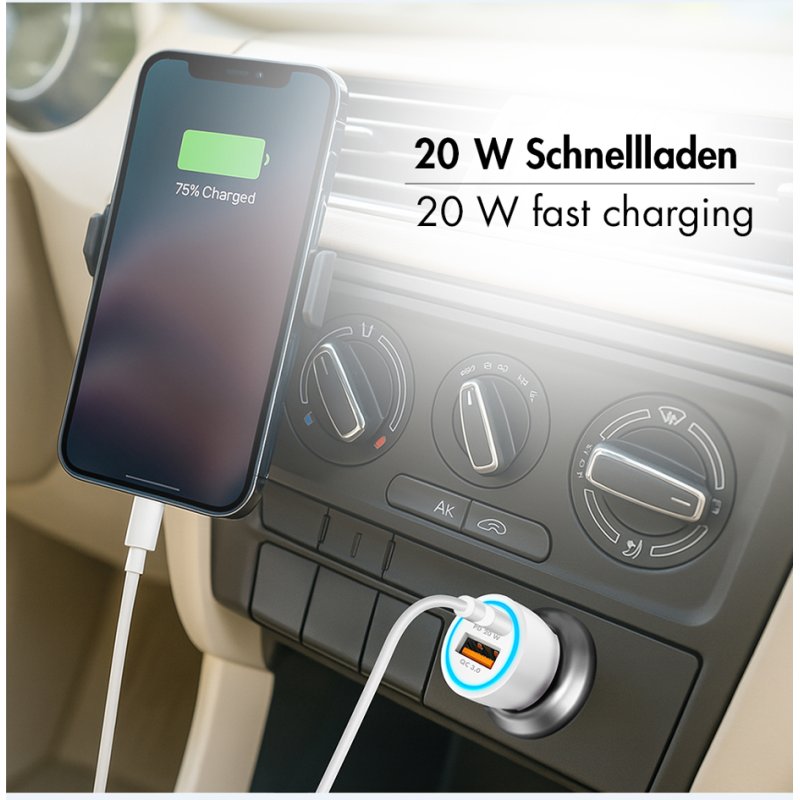 LogiLink USB-set de charge, 20 watts, blanc, adaptateur voiture et secteur