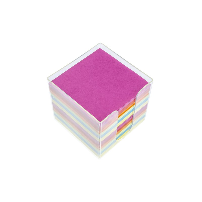 kangaro memoblokdoos, transparant kunststof, 700 vel gekleurd papier, 95×95×95 mm
