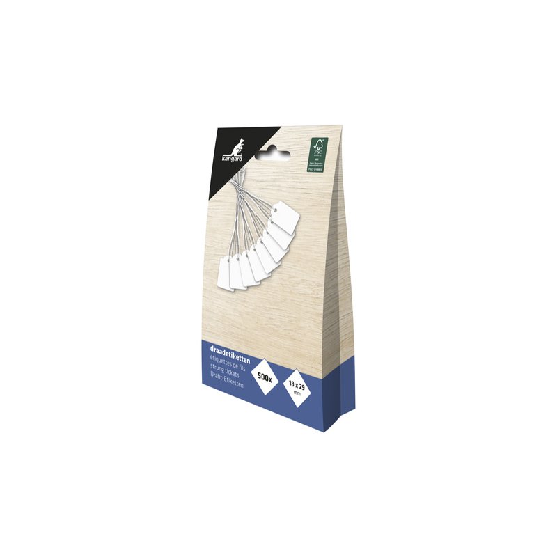 Kangaro warenlabels, 15×24 mm, wit, 500 stuks