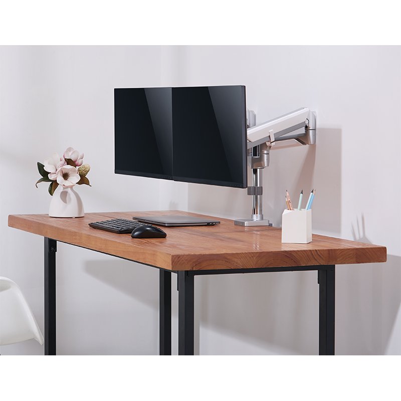 LogiLink bras double pour moniteur, aluminium, argent, 17-32 pouces