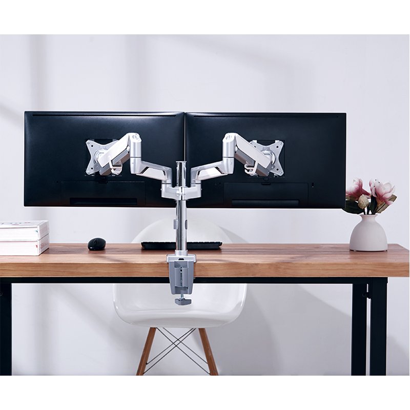 LogiLink bras double pour moniteur, aluminium, argent, 17-32 pouces