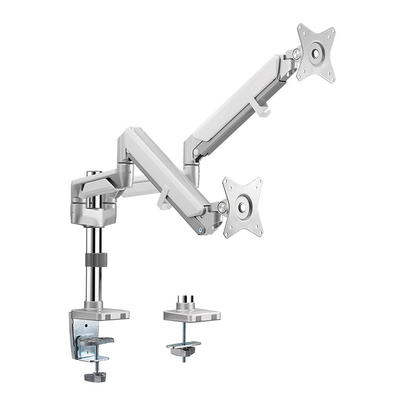 LogiLink bras double pour moniteur, aluminium, argent, 17-32 pouces