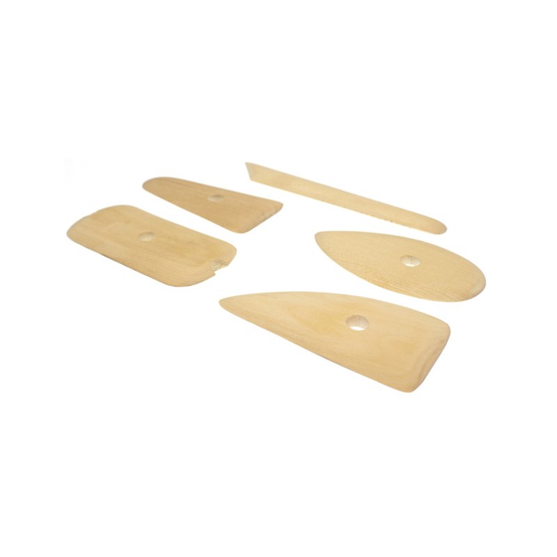 Kangaro klei-spatelset, hout, 5-delig, ergonomisch