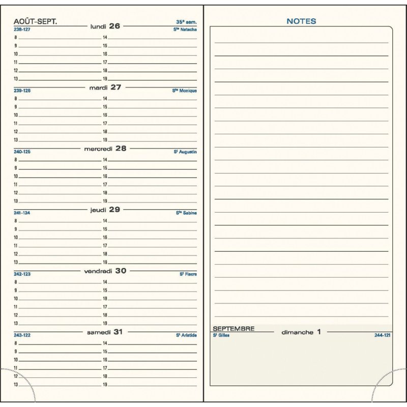 EXACOMPTA agenda de poche SAS 17 2026/2027, 90×175 mm, 1 semaine sur 2 pages, 5 pièces