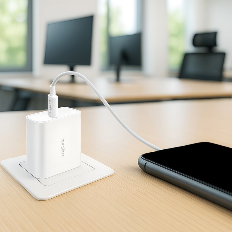 LogiLink Adaptateur USB-C, technologie GaN, 65 Watts, blanc
