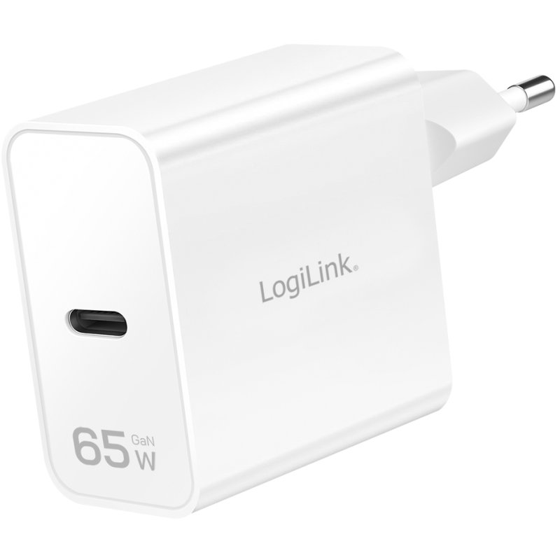 LogiLink Adaptateur USB-C, technologie GaN, 65 Watts, blanc