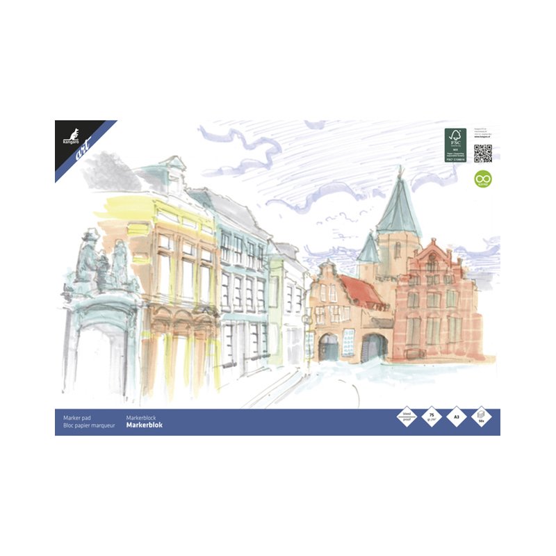 kangaro markerblok, A3, wit, 50 vel