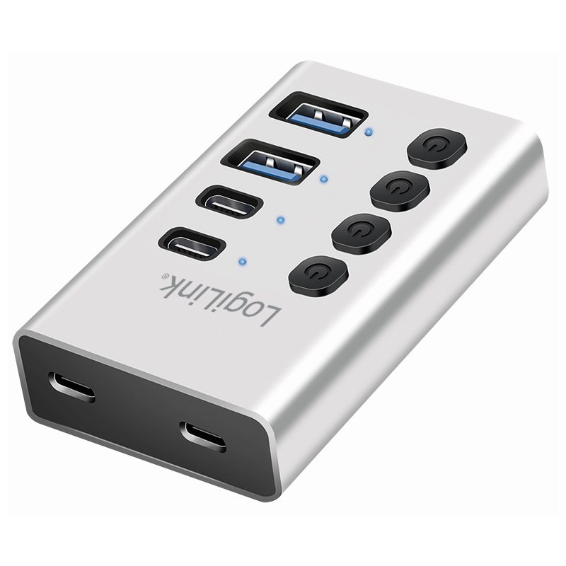 LogiLink USB 3.2 hub, 4-port, silver, aluminium