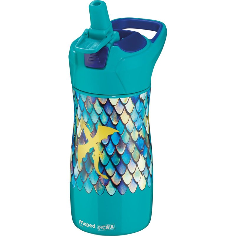 Maped PICNIK drinking bottle DRAGON, stainless steel, green/blue, 430 ml