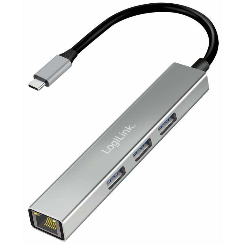 LogiLink Hub USB 3.2 Gen1, 4 ports, boîtier aluminium, gris