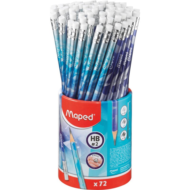 Crayons Maped ARCTIC, avec gomme, HB, 72 pièces