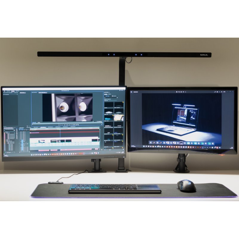 MAUL LED monitor lamp MAULgate, clamp base, dimmable, black