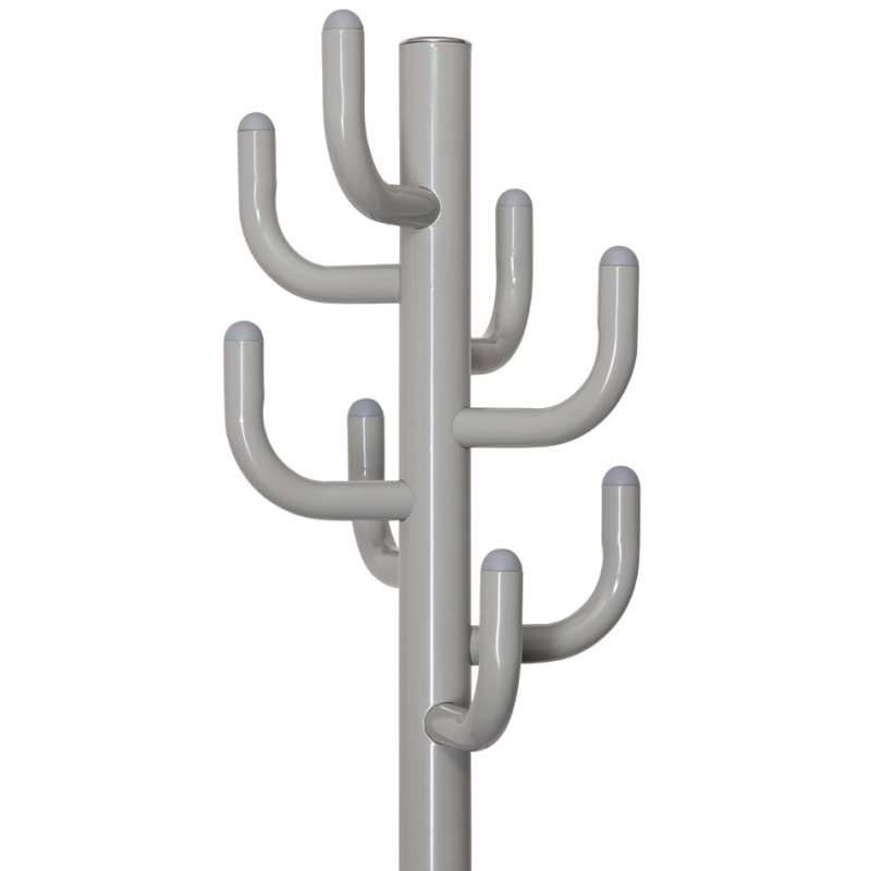 MAUL coat rack MAULpolaris Lite, 8 metal hooks, height 1770 mm, grey