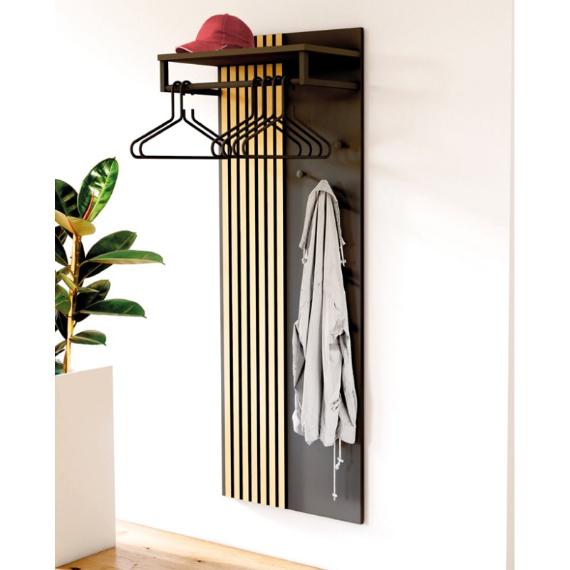kerkmann vestiaire mural Oxford, anthracite avec décor chêne, 600×290×1600 mm