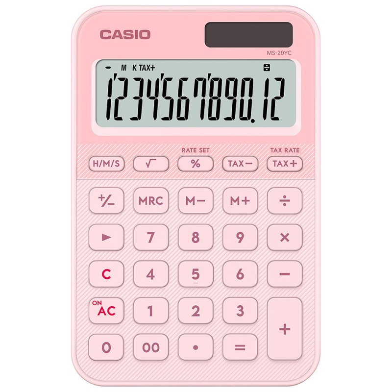 CASIO Calculatrice de bureau MS-20YC-LP, 12 chiffres, rose