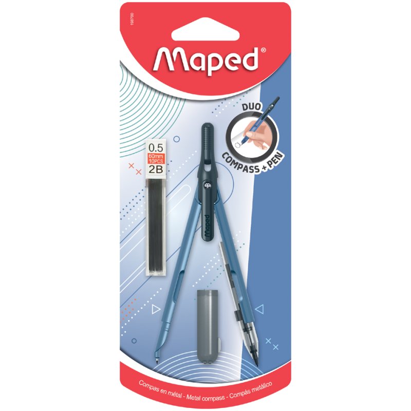 Maped compass pen, with protective cap, including 10 spare leads, 0.5 mm