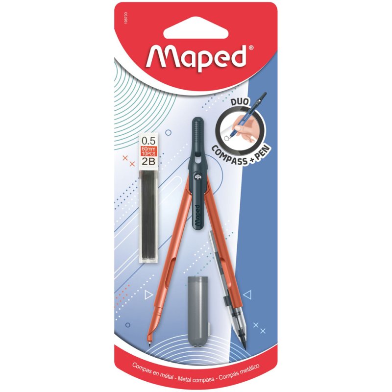 Maped compass pen, with protective cap, including 10 spare leads, 0.5 mm