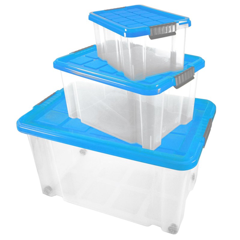 Peggy Perfect boîtes de rangement avec couvercle, empilables, transparent, ensemble de 3 pièces