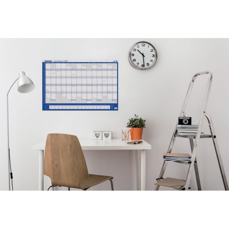 FRANKEN year planner 2027, 910×610 mm, blue/white, horizontal
