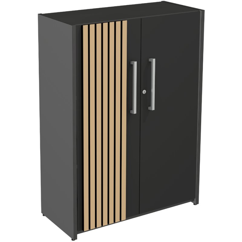 kerkmann Oxford hinged-door cupboard, 3 binder heights, anthracite, 800×360×1100 mm