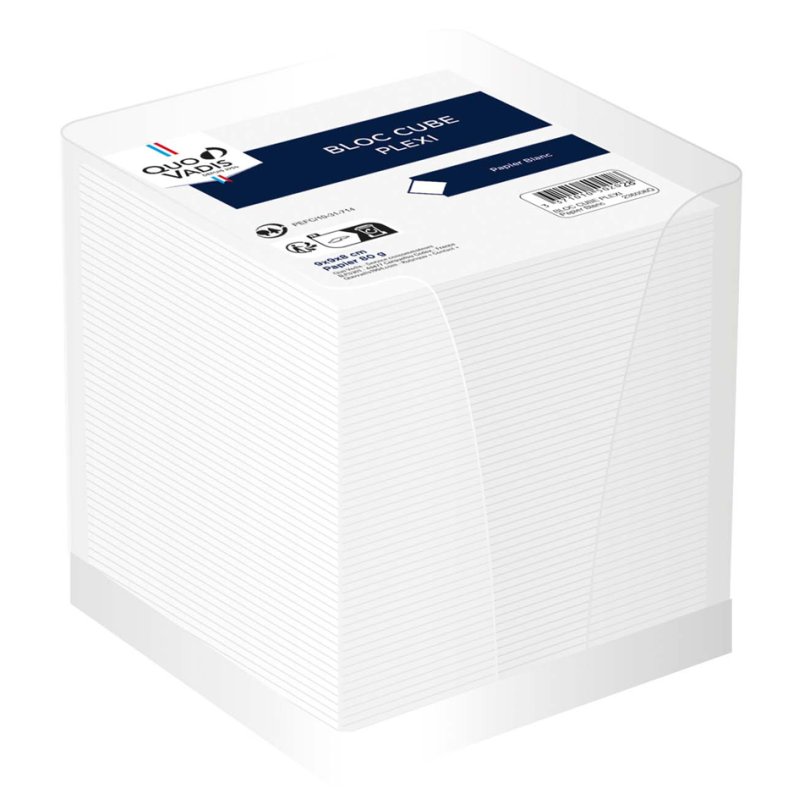 QUO VADIS zettelbox, 100×100×95 mm, transparant/wit, 655 vel