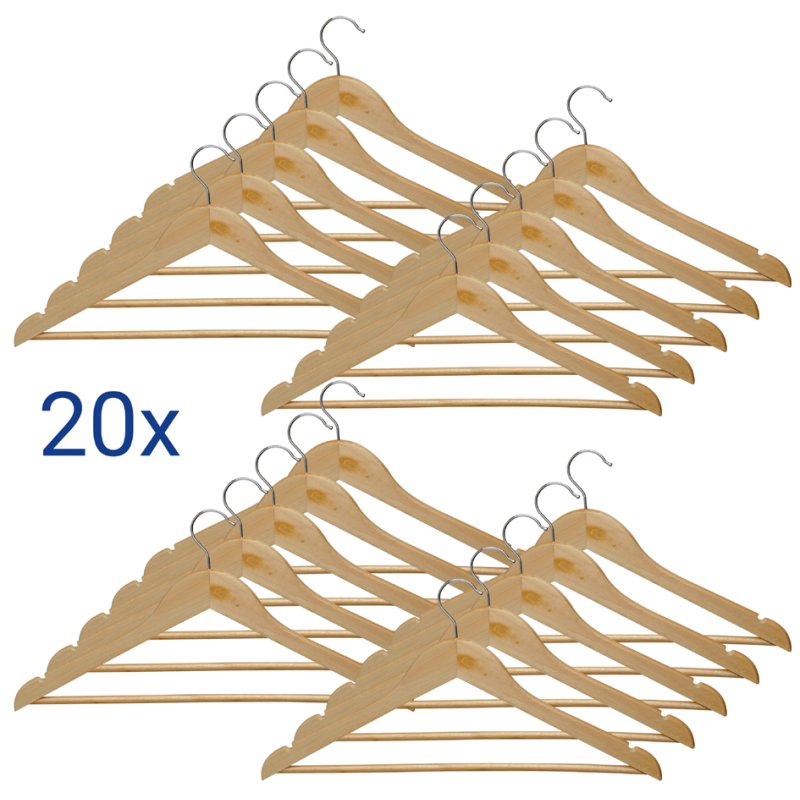 MAUL clothes hangers MAULmira, with trouser bar, natural, 20 pieces