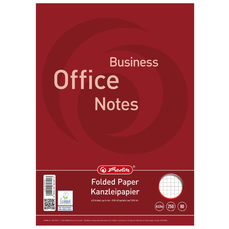 herlitz LANDRÉ papier de bureau A3/A4, ligné, 250 feuilles, 80 g/m²