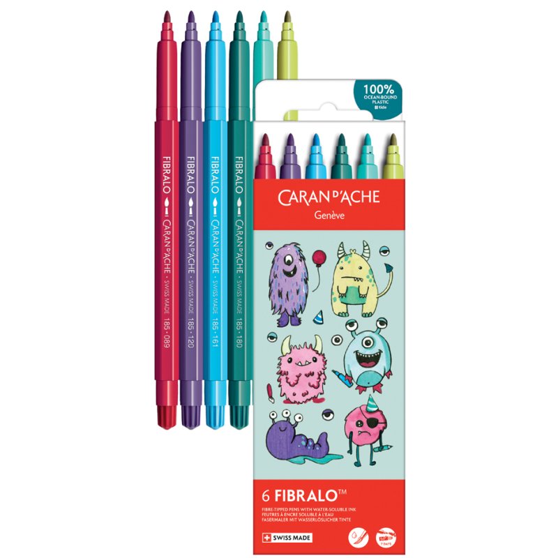 CARAN D'ACHE feutres FIBRALO KAWAII Swiss, 6 pièces, 1,4 mm