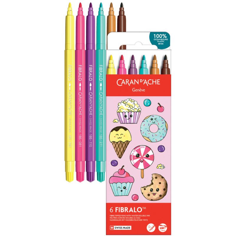CARAN D'ACHE feutres FIBRALO KAWAII Swiss, 6 pièces, 1,4 mm