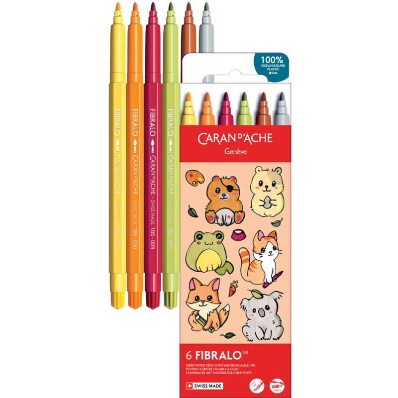 CARAN D'ACHE feutres FIBRALO KAWAII Swiss, 6 pièces, 1,4 mm