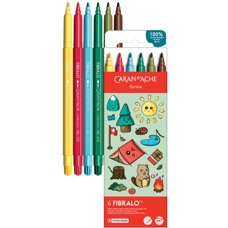 CARAN D'ACHE feutres FIBRALO KAWAII Swiss, 6 pièces, 1,4 mm